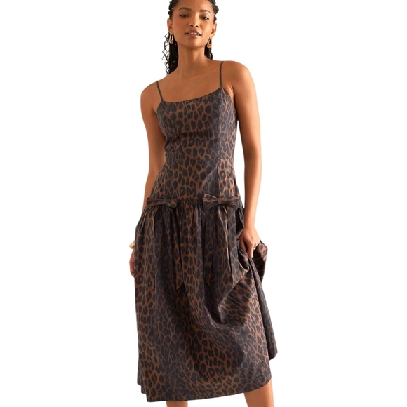 Damson Madder Dresses & Skirts - NWT $146 DAMSON MADDER Persephone Leopard Midi Dress 6